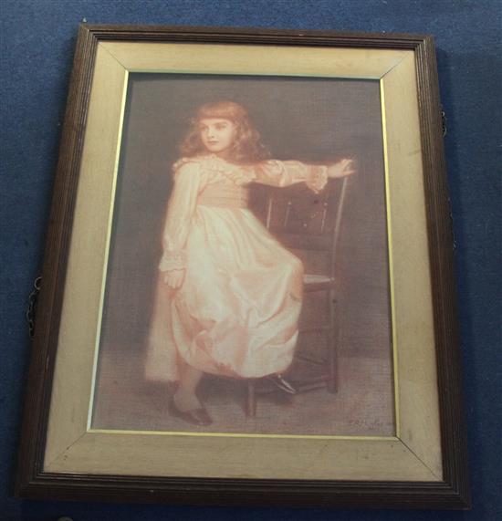 Edward Robert Hughes R.W.S. (1851-1914) Portrait of a child standing beside a chair 27.5 x 20in.